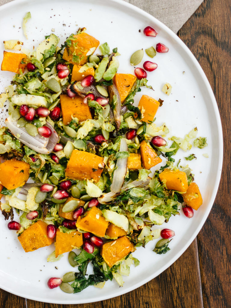 Roasted Butternut Squash and Brussels Sprout Salad - Nourished By Nutrition