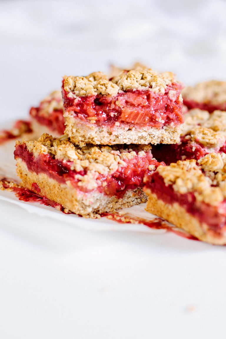 Strawberry Rhubarb Crumble Bars - Nourished By Nutrition