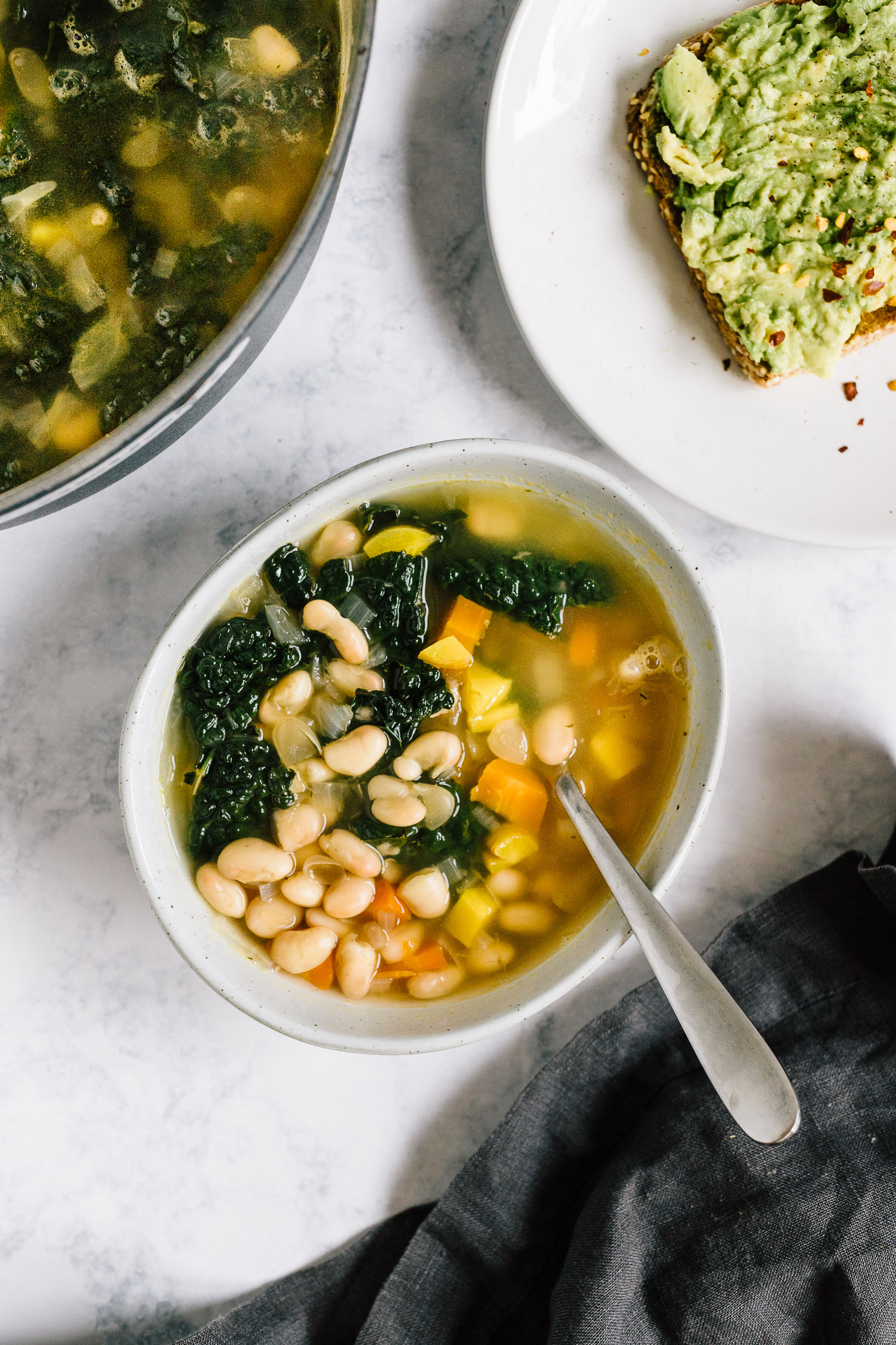 Kale and White Bean Soup with Lemon in bowl