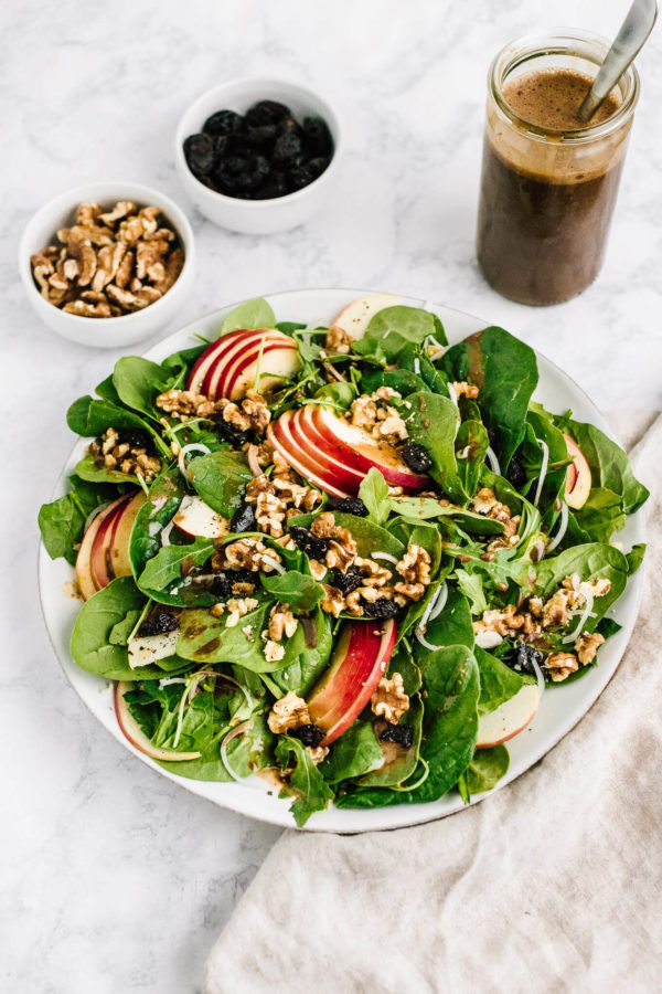Apple Walnut Spinach Salad with Balsamic Vinaigrette