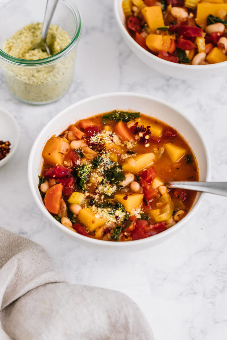 Winter Minestrone with Butternut Squash and Kale - Nourished By Nutrition