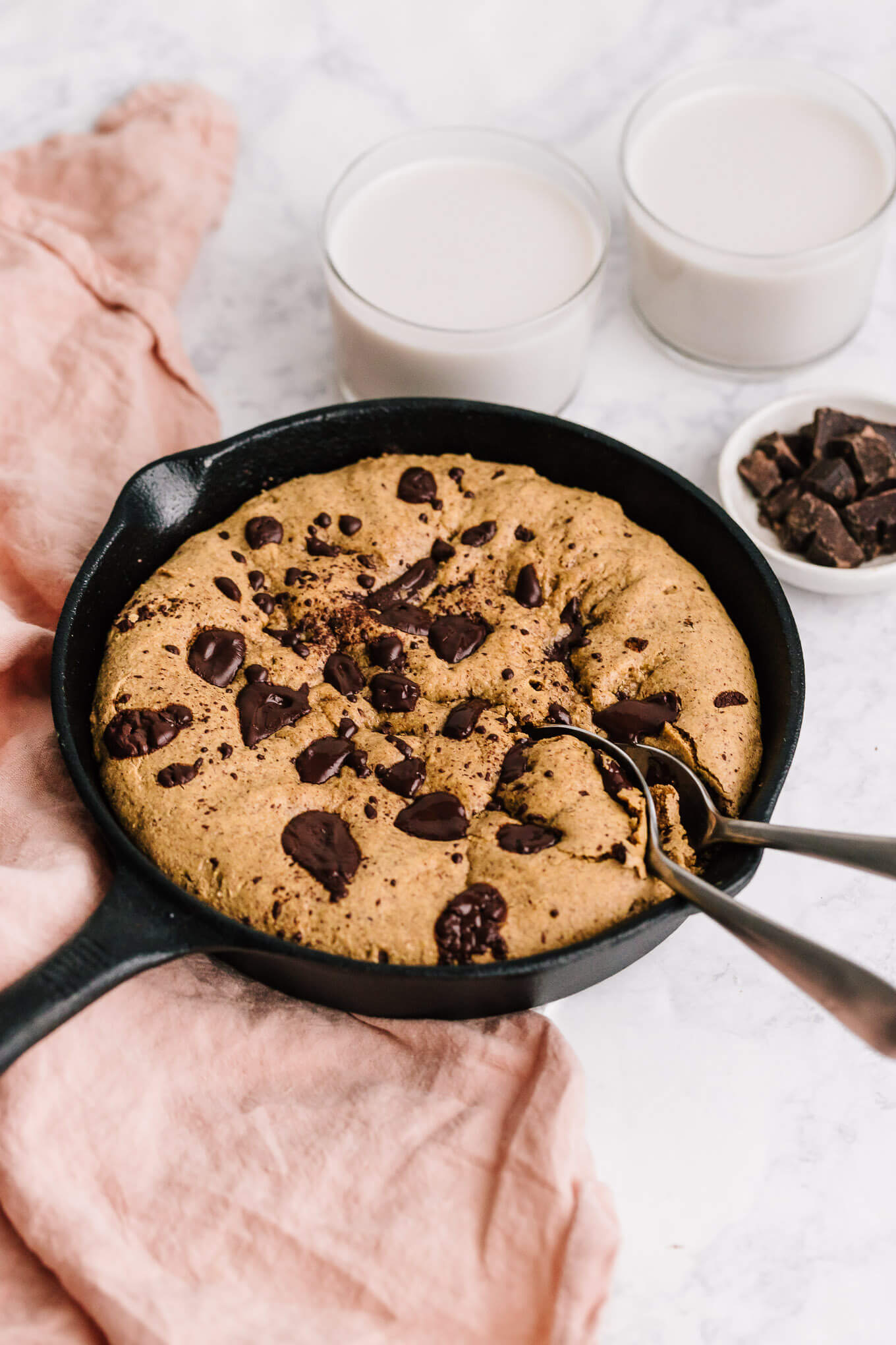 Almond Butter Chocolate Chip Cookie Skillet