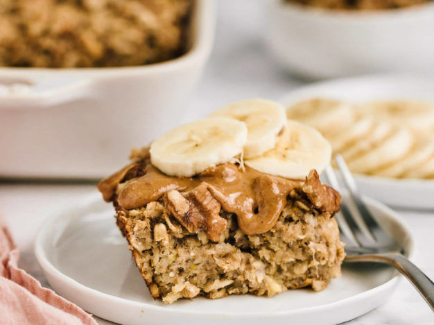 Banana Bread Baked Oatmeal with peanut butter