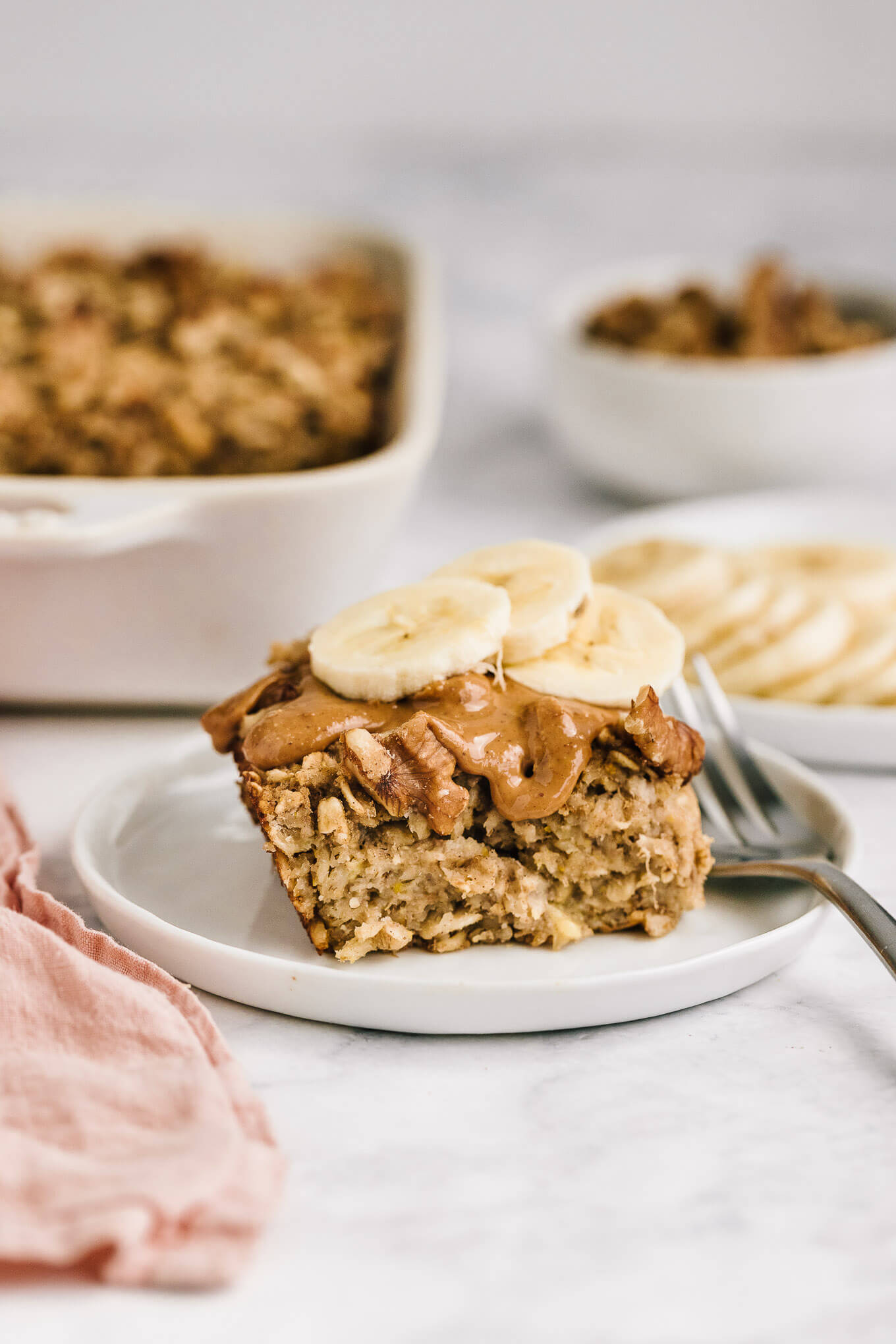 Banana Bread Baked Oatmeal with peanut butter