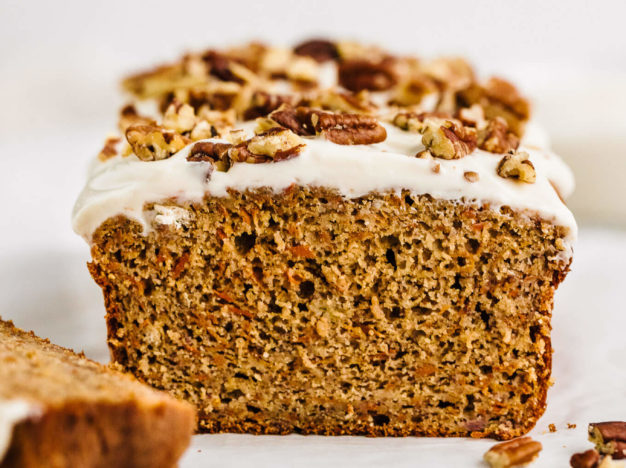 Carrot Cake Banana Bread with cream cheese frosting