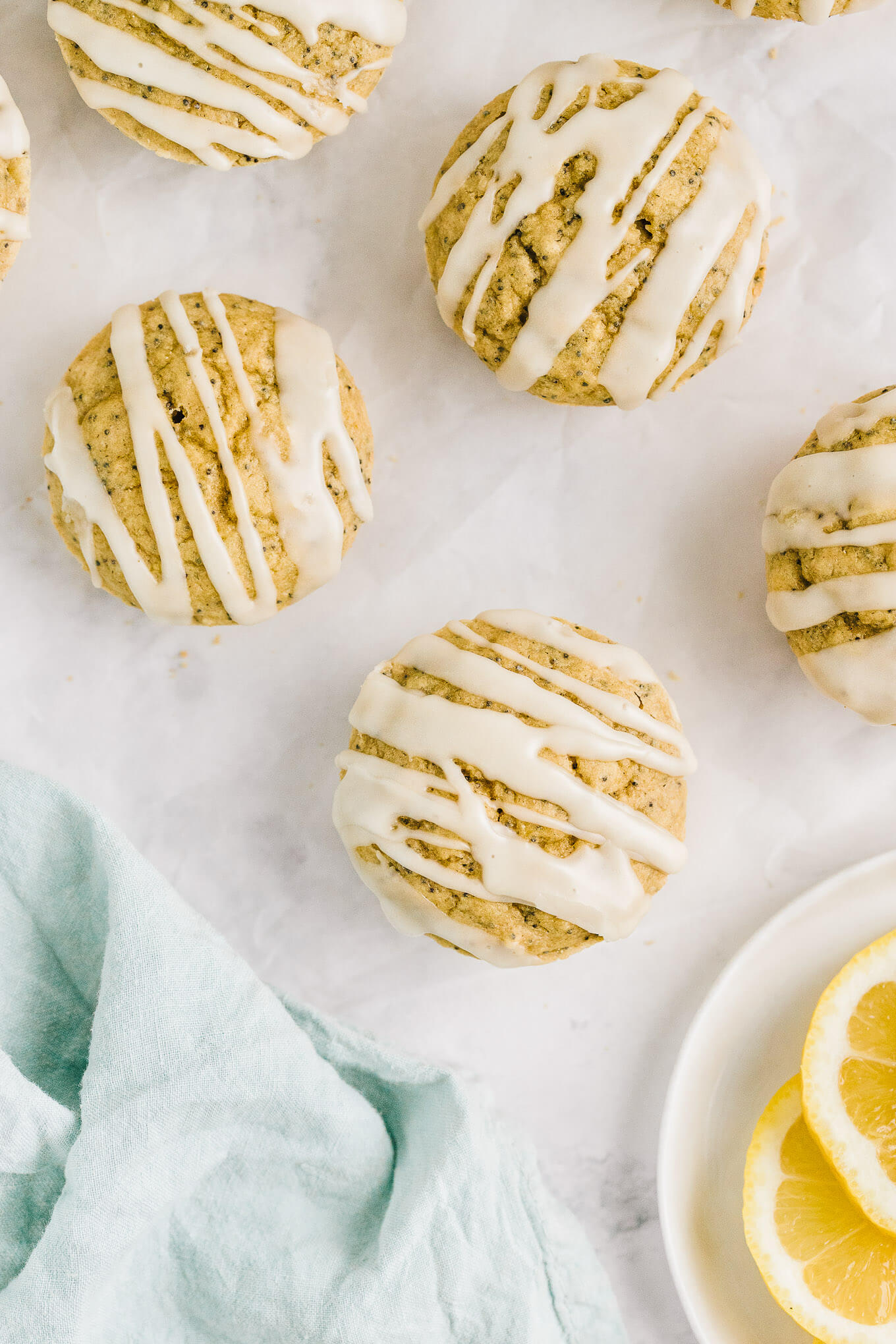 Healthy lemon poppy seed muffins with glaze