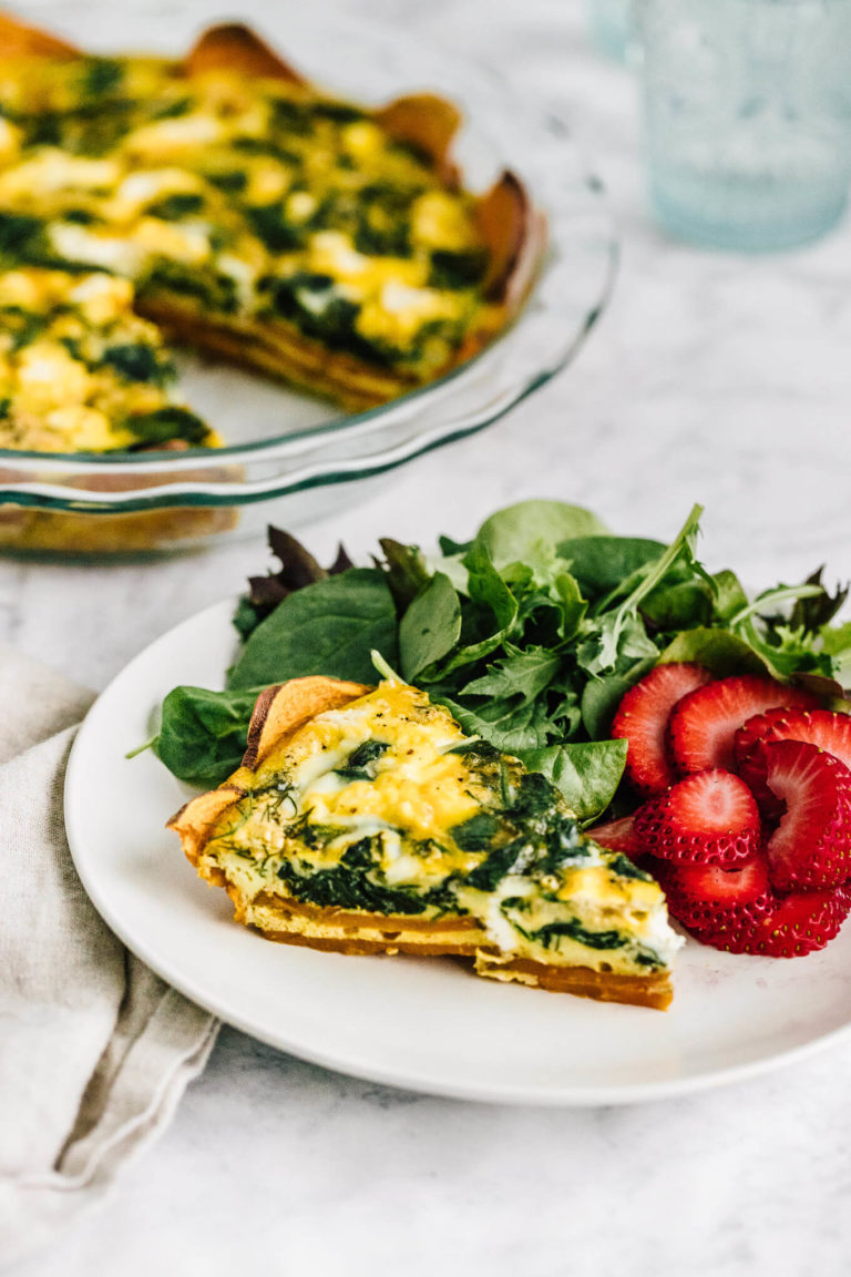 Spinach Quiche with Sweet Potato Crust - Nourished By Nutrition