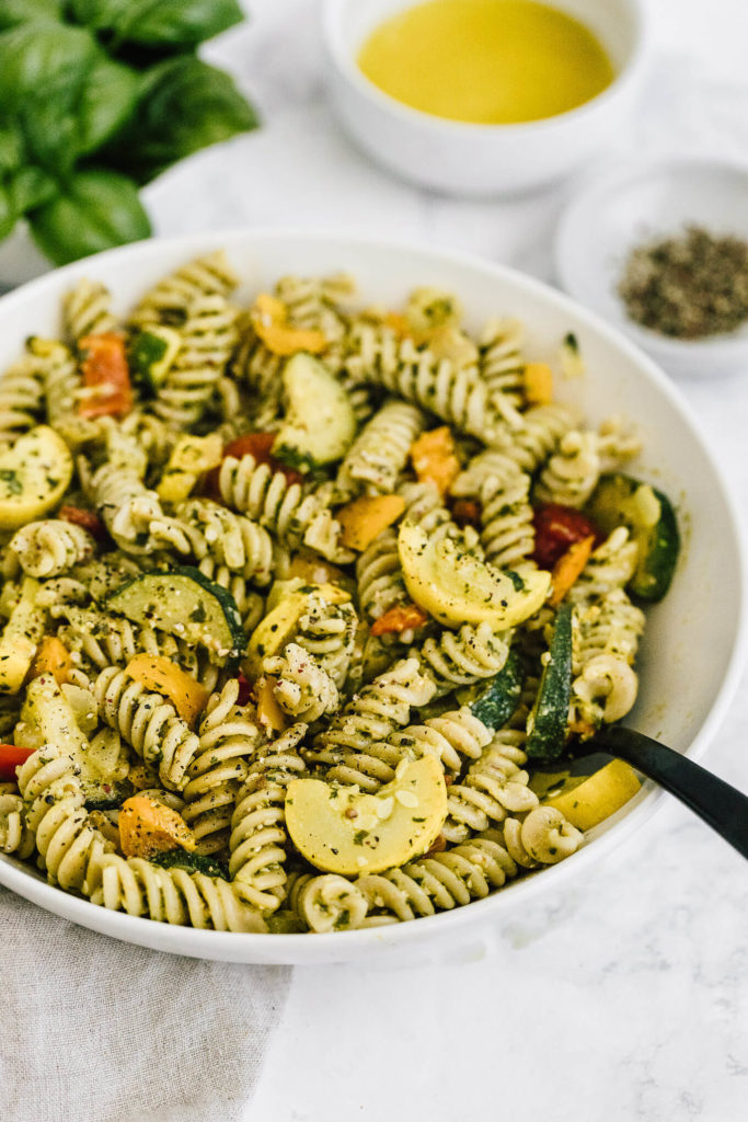 Summer Vegetable Pesto Pasta - Nourished By Nutrition
