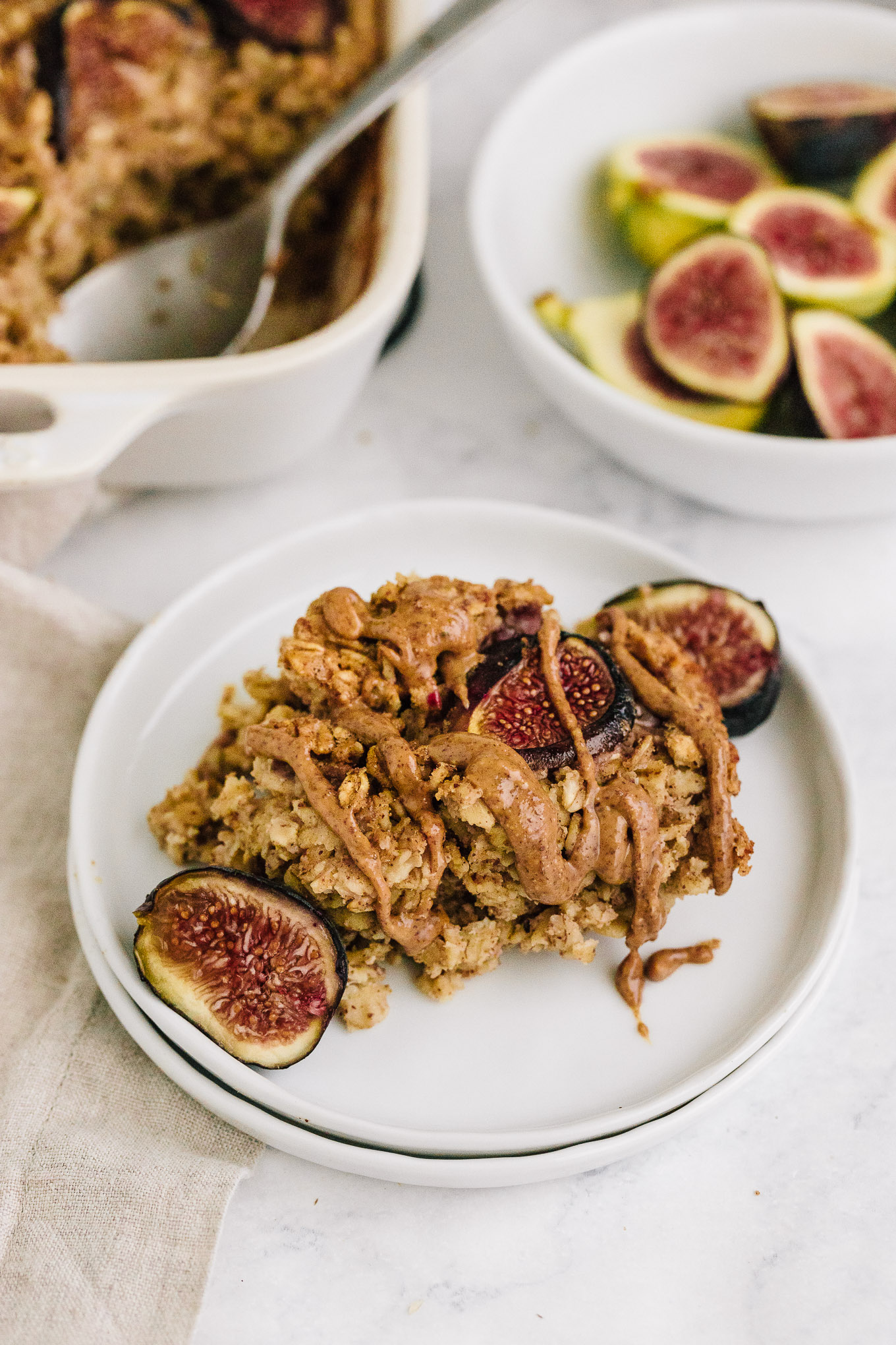 Almond Butter Baked Oatmeal with Fresh Figs
