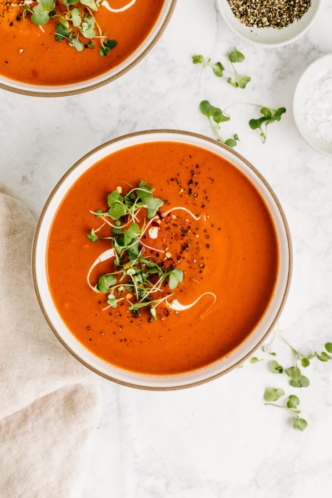 Easy Roasted Red Pepper Tomato Soup - Nourished By Nutrition