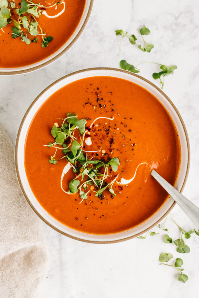 Easy Roasted Red Pepper Tomato Soup - Nourished By Nutrition