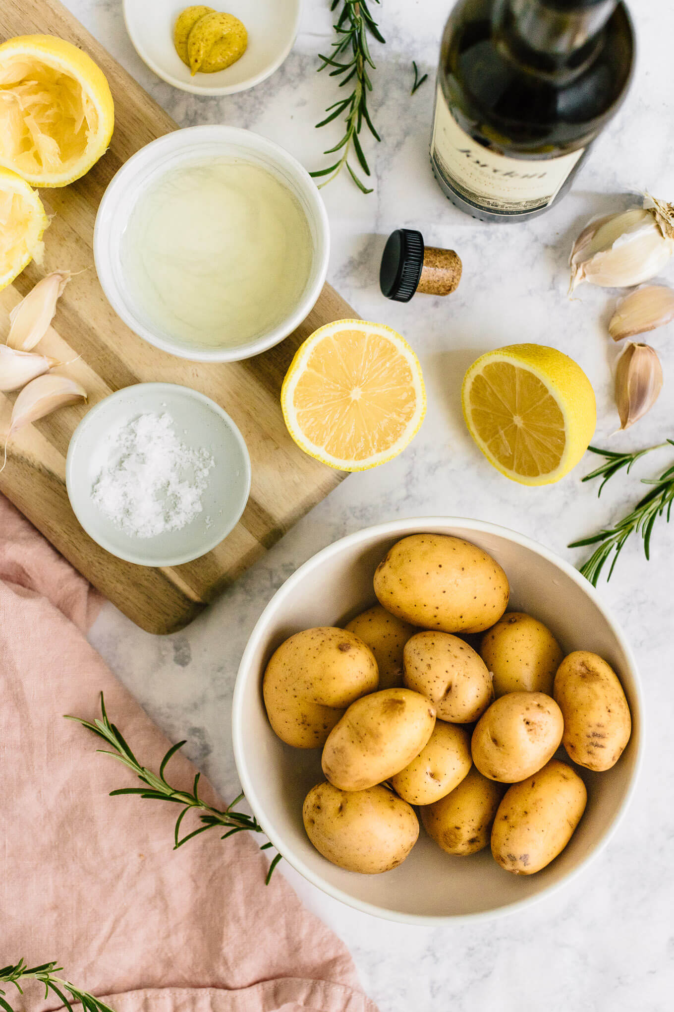 Ingredients for crispy lemon roasted potatoes