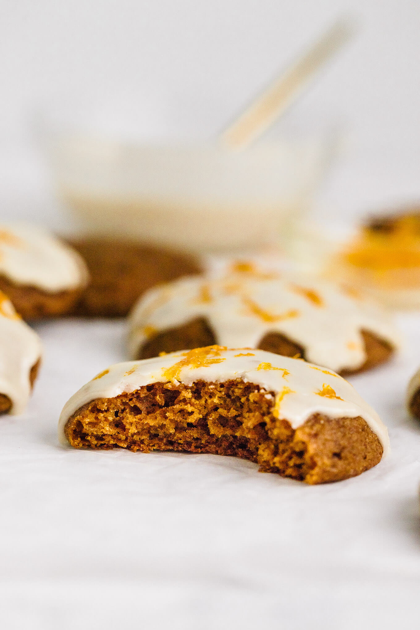Soft pumpkin cookies with orange glaze