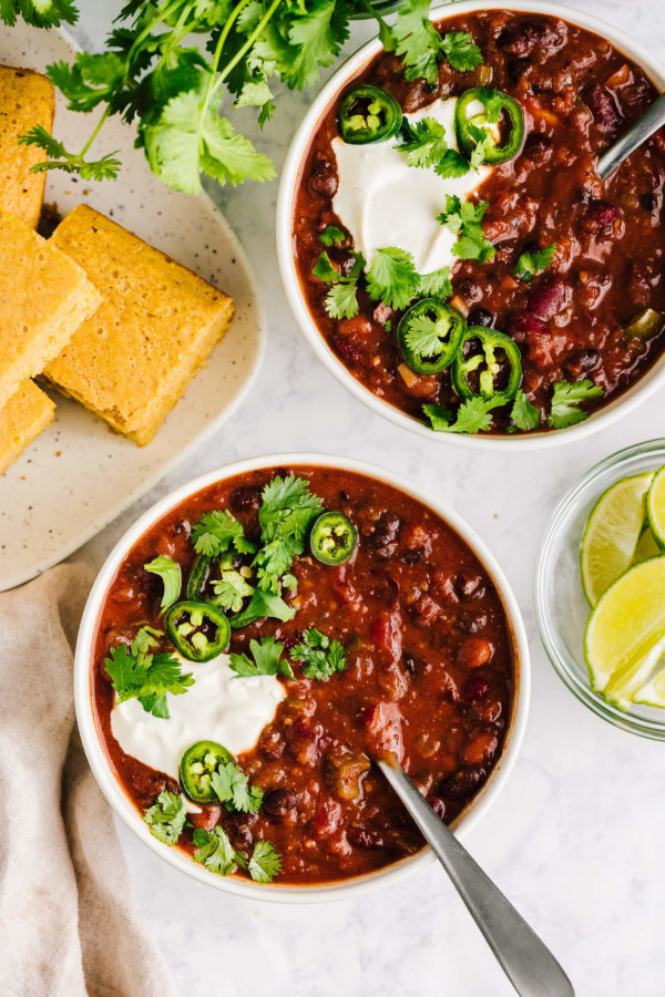 Smoky Vegetarian Three-Bean Chili - Nourished By Nutrition