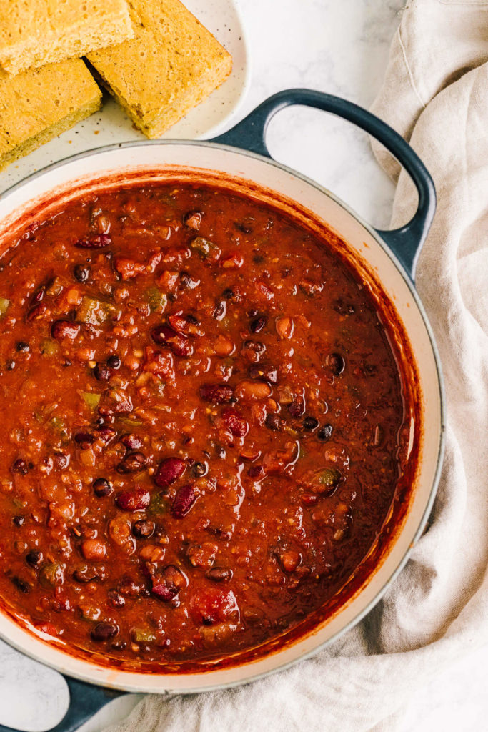 Smoky Vegetarian Three-Bean Chili - Nourished By Nutrition