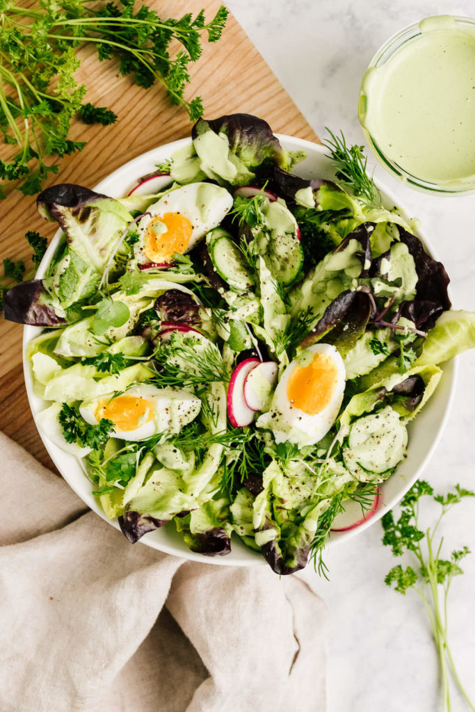 Spring Salad with Green Goddess Dressing - Nourished By Nutrition