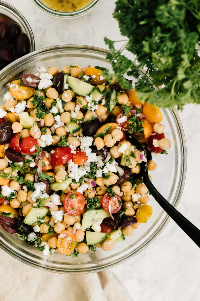 Easy Greek Chickpea Salad - Nourished By Nutrition