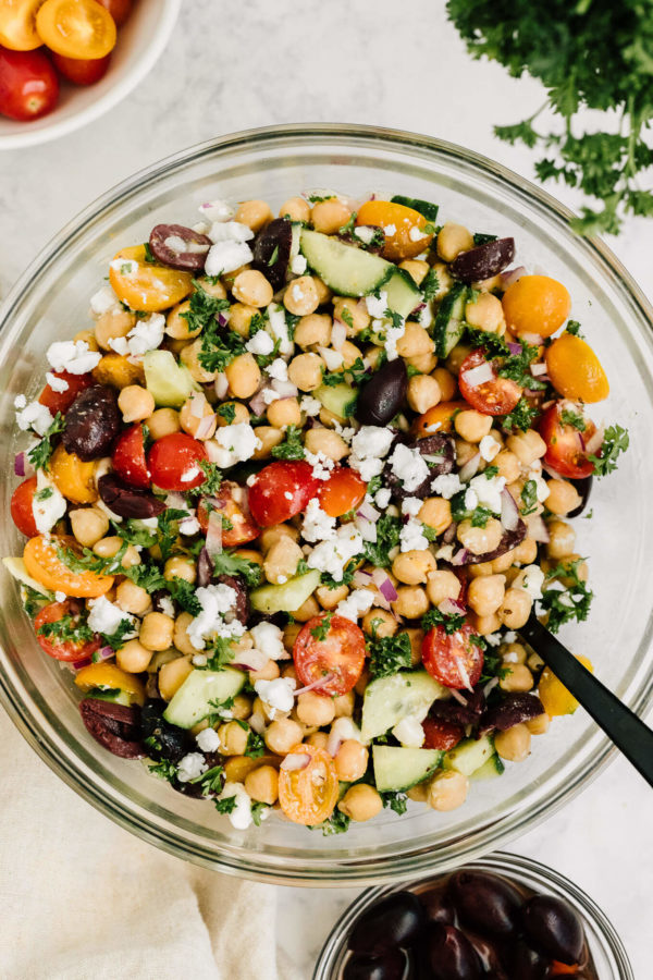 Easy Greek Chickpea Salad - Nourished By Nutrition