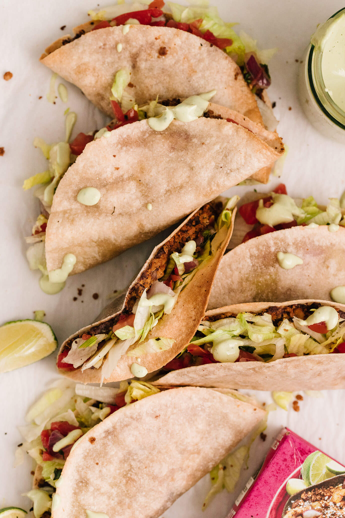 Vegan Crispy Baked Tacos with Mexican Tofu Crumbles