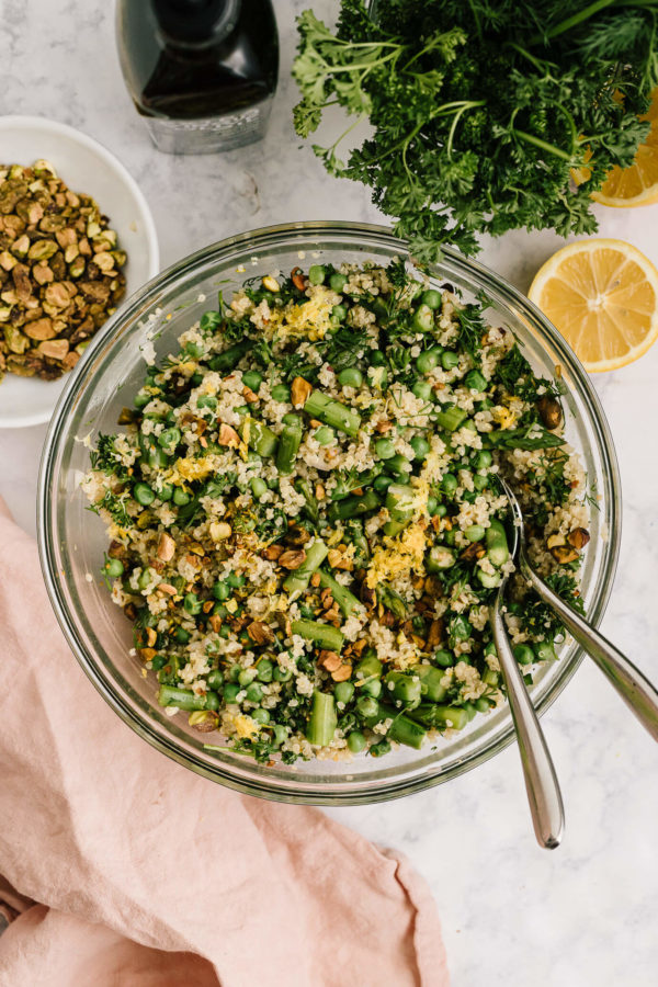 Spring Quinoa Salad with Asparagus and Peas - Nourished By Nutrition