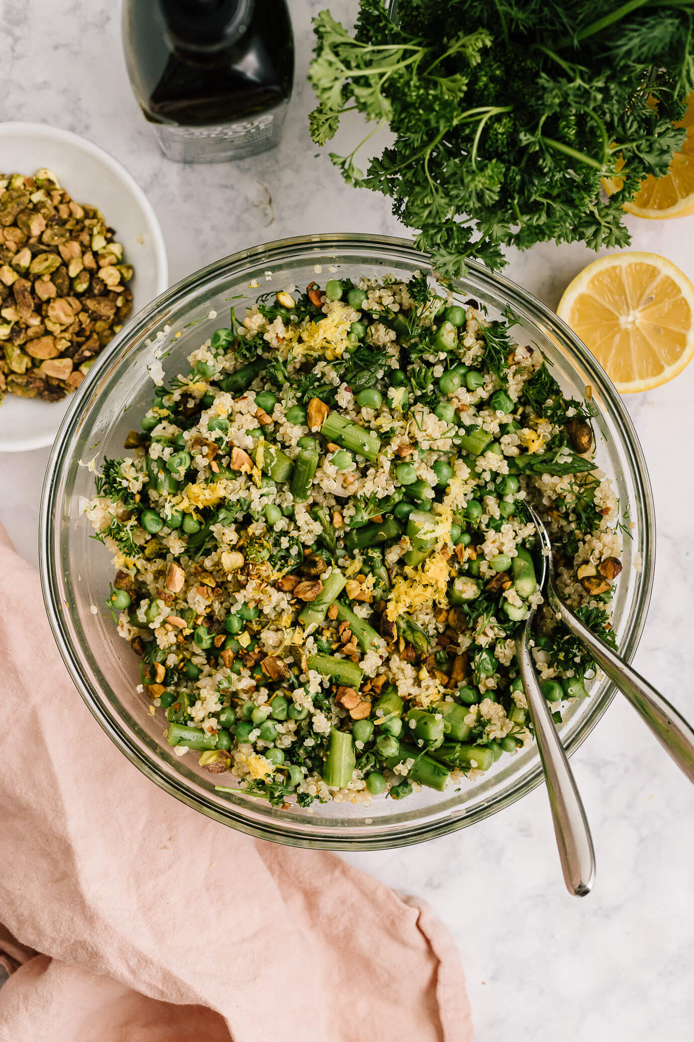 Spring quinoa salad with peas and asparagus