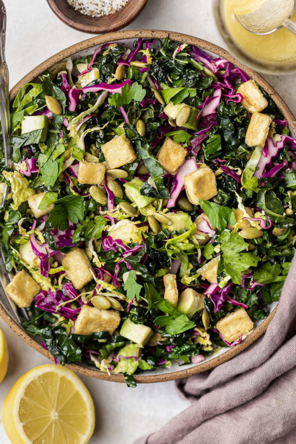 Shedded Kale and Brussels Sprout Salad Nourished By Nutrition