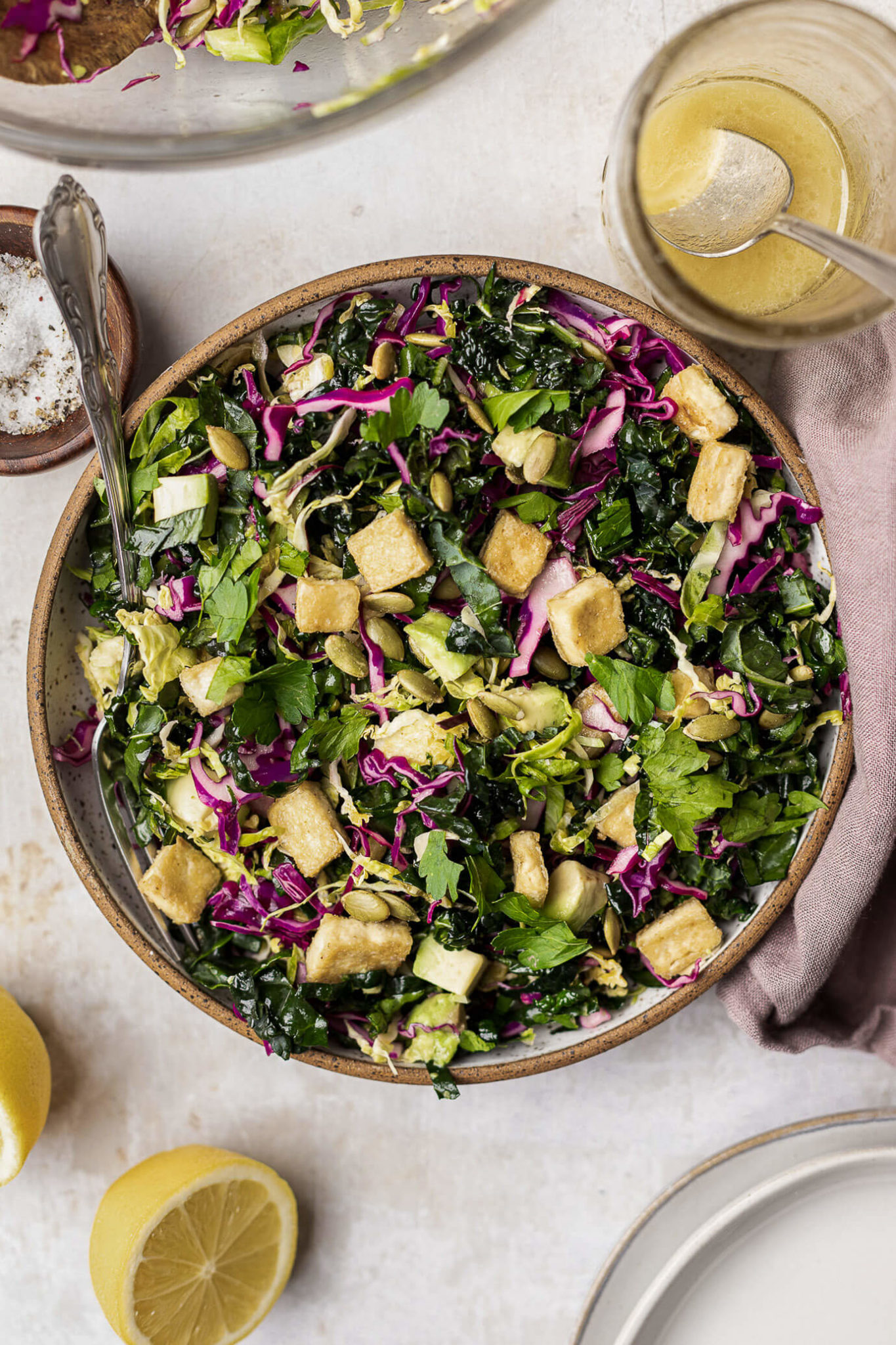 Shedded Kale and Brussels Sprout Salad Nourished By Nutrition