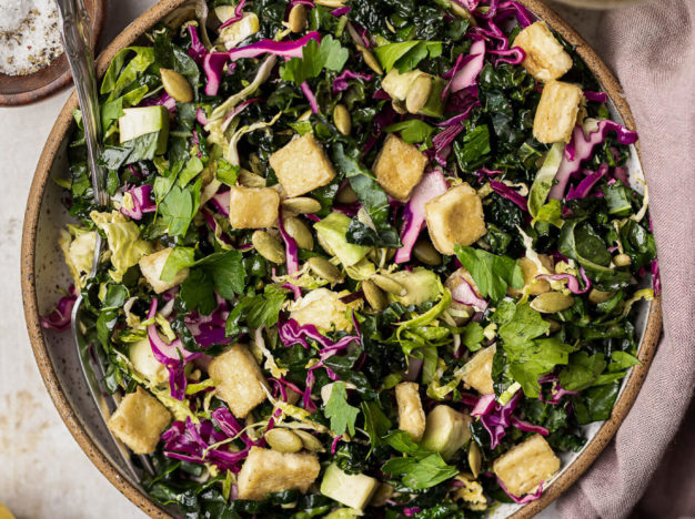 Shredded Kale and Brussels Sprout Salad for Hormone Balance