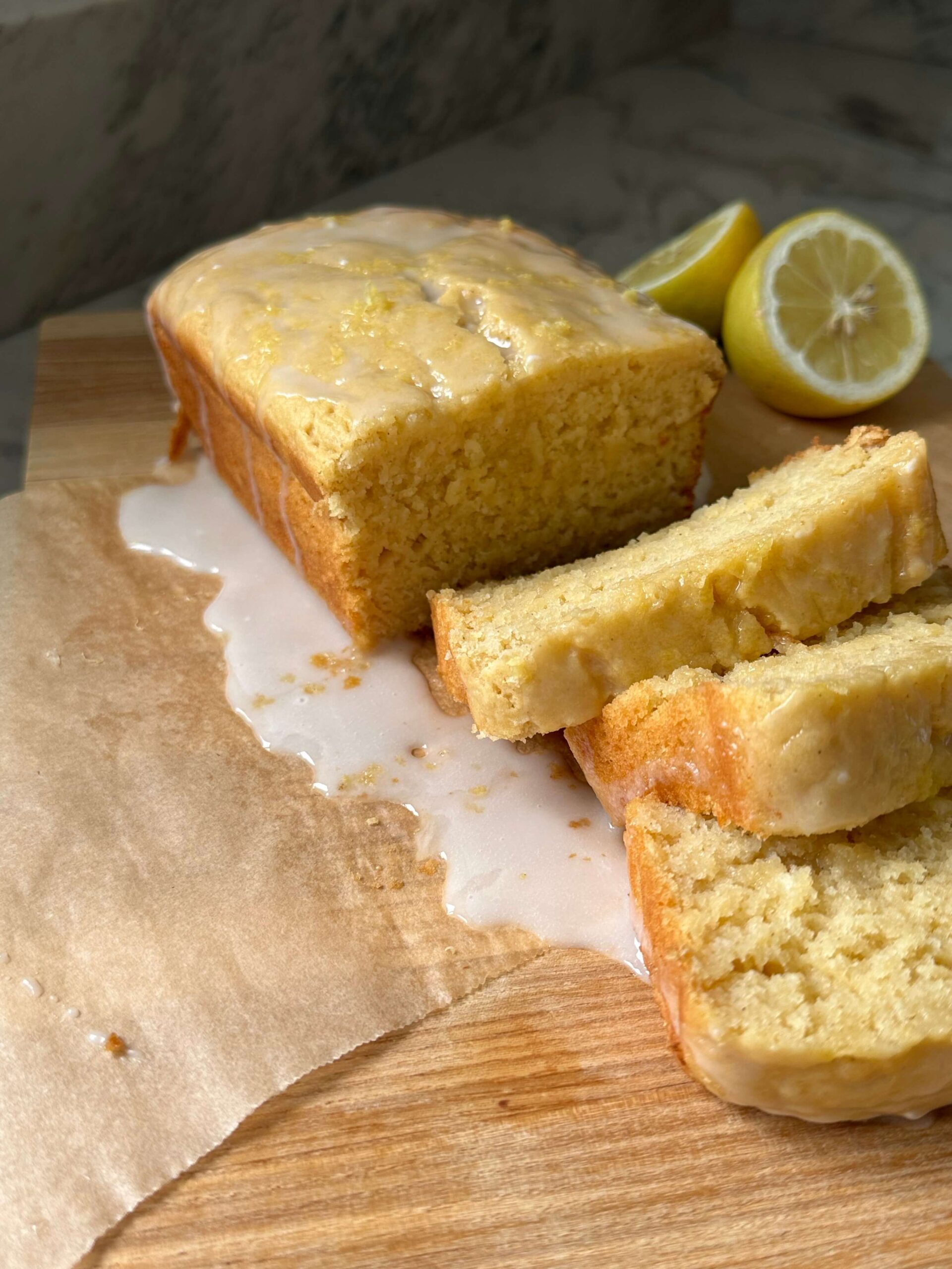 gluten-free lemon loaf with lemon glaze
