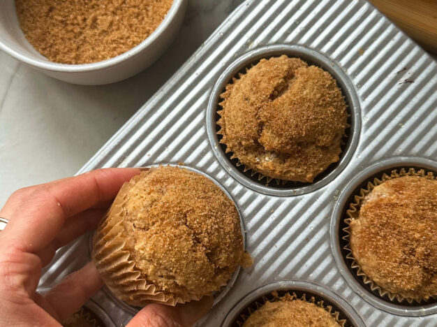 Gluten-Free Apple Cider Donut Muffins with cinnamon sugar topping