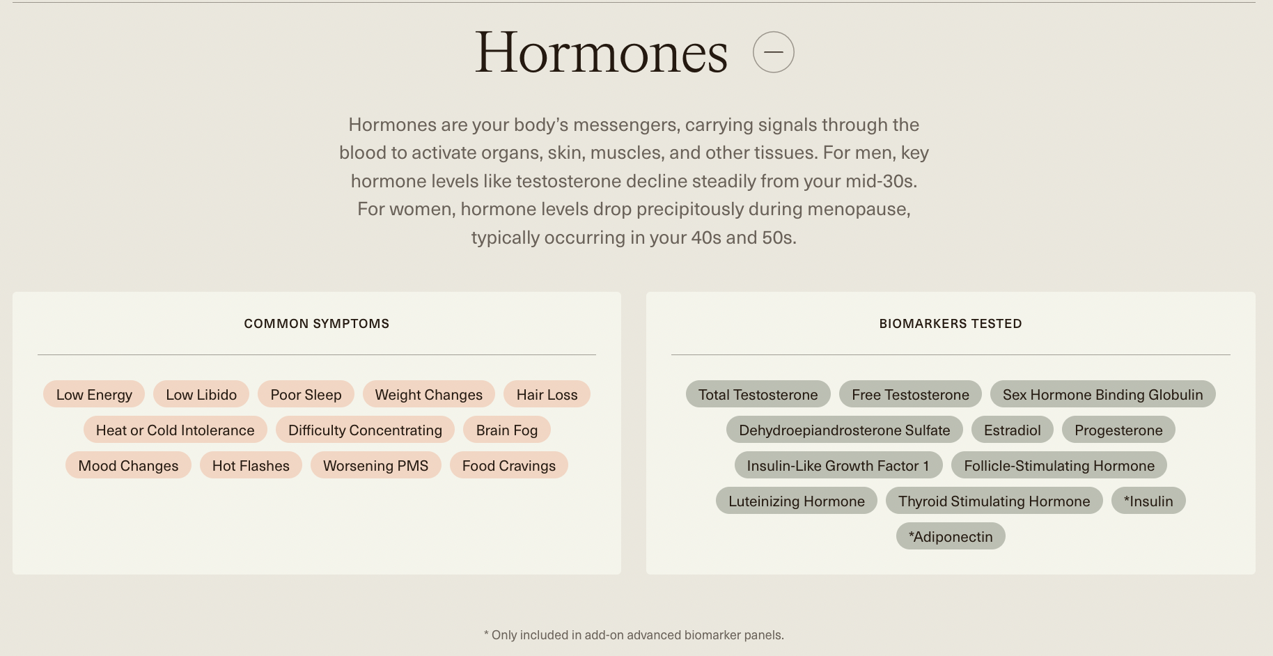 Lifeforce biomarkers for hormones and women's health